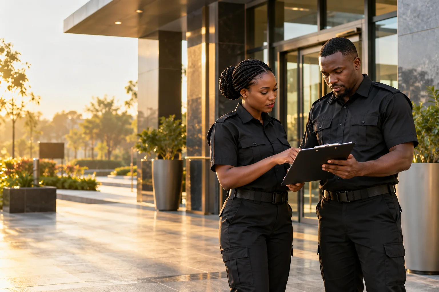 Third Open Eye Security Services 1 Illustrative security supervisors reviewing site instructions