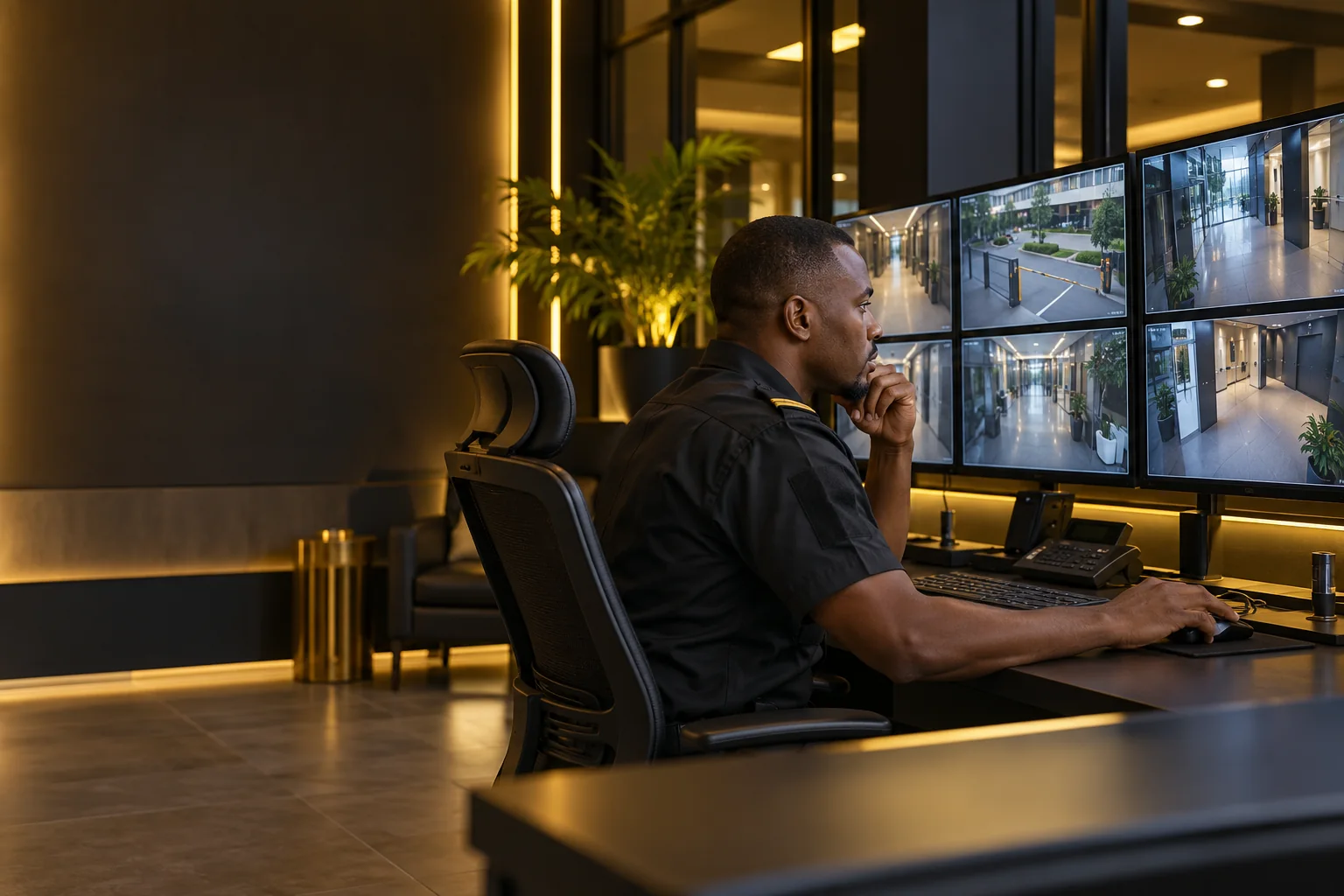 Third Open Eye Security Services 5 Illustrative operator reviewing surveillance monitors